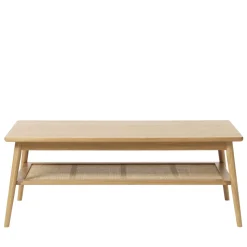 KIYO Table basse en bois et cannage 120x60cm