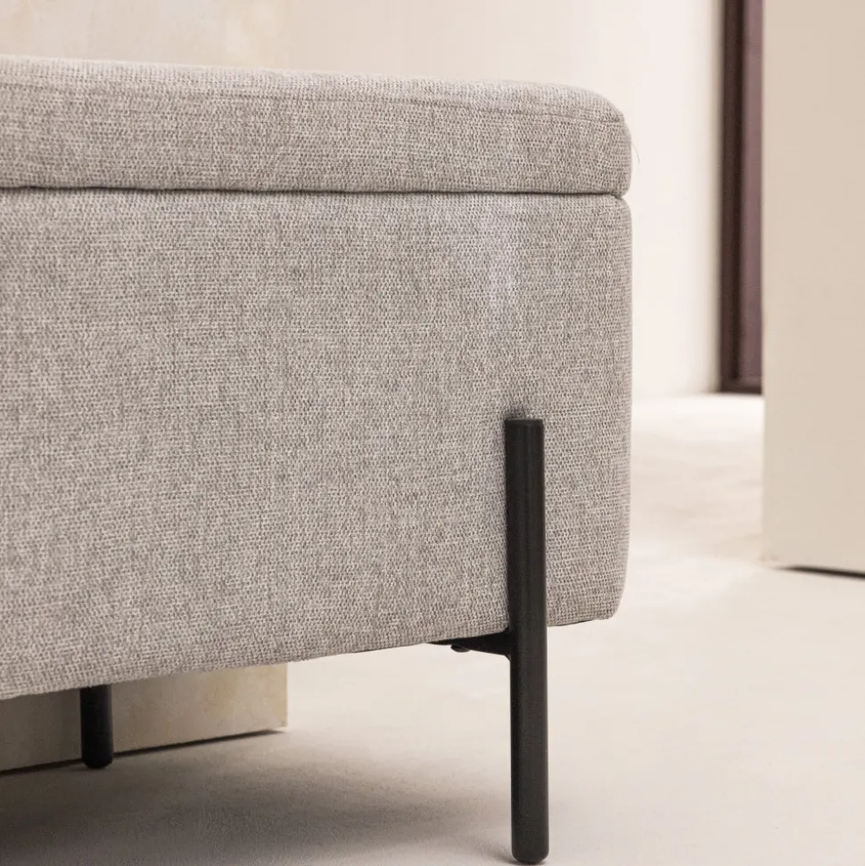 KOS Banc coffre en tissu et métal L100cm