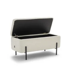 KOS Banc coffre en tissu bouclette et métal L100cm