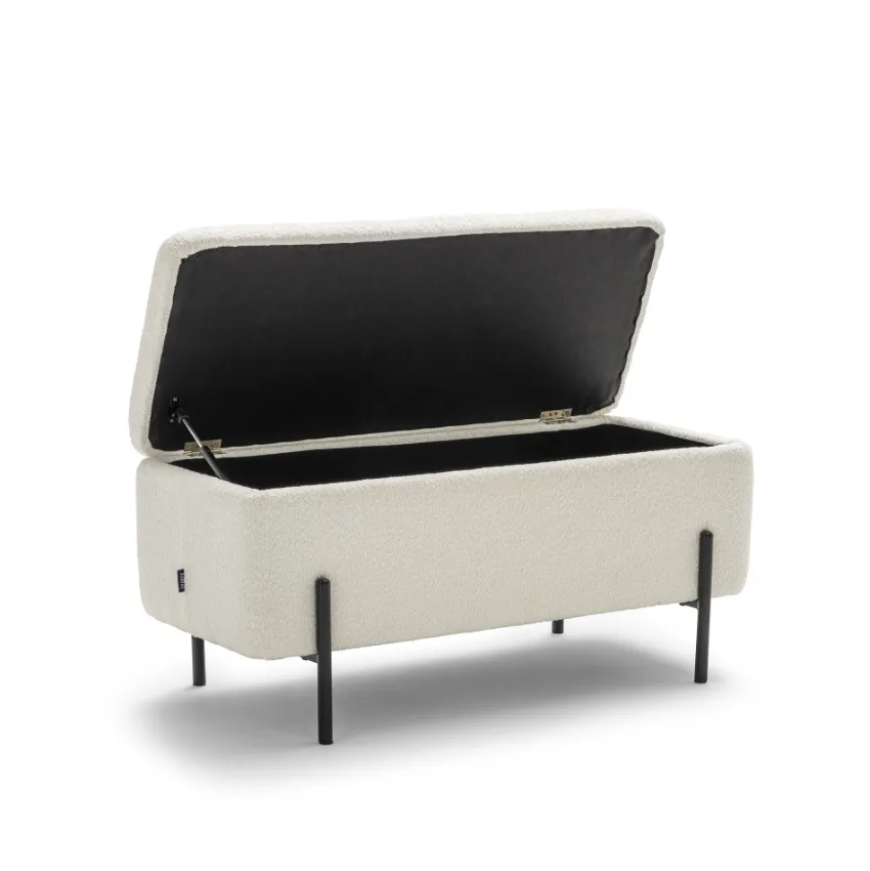 KOS Banc coffre en tissu bouclette et métal L100cm