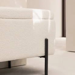 KOS Banc coffre en tissu bouclette et métal L100cm