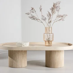 KRILLE Table basse ovale effet travertin 120x60cm