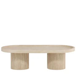 KRILLE Table basse ovale effet travertin 120x60cm