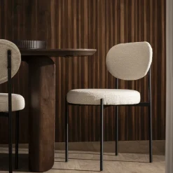KYOTO Lot de 2 chaises en tissu bouclette et métal