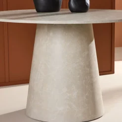 LANZO Table à manger 4 personnes ronde effet marbre