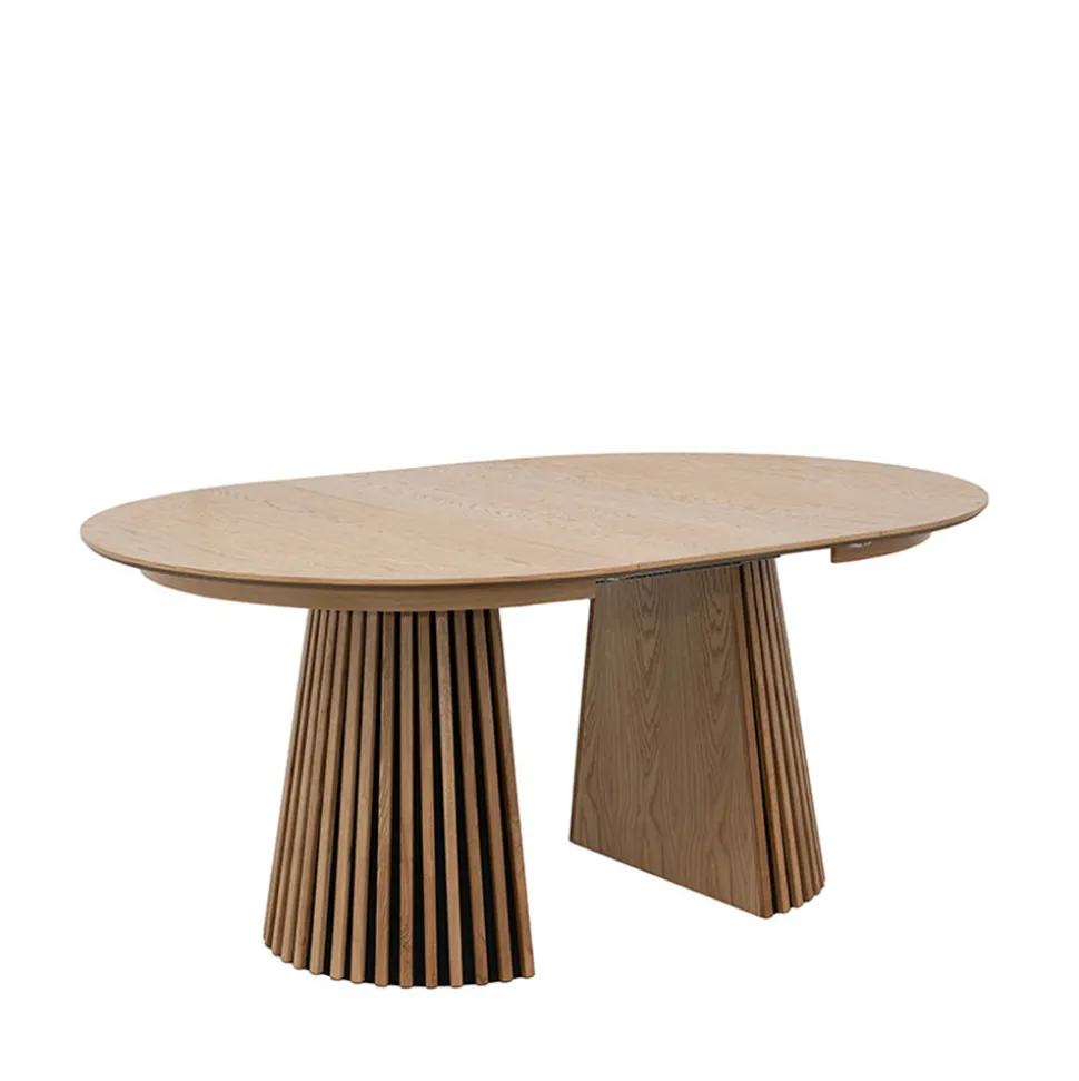 LEA Table à manger extensible 4 à 8 personnes en bois ø120-200x120cm