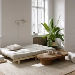 LEAN Canapé convertible en bois naturel et tissu