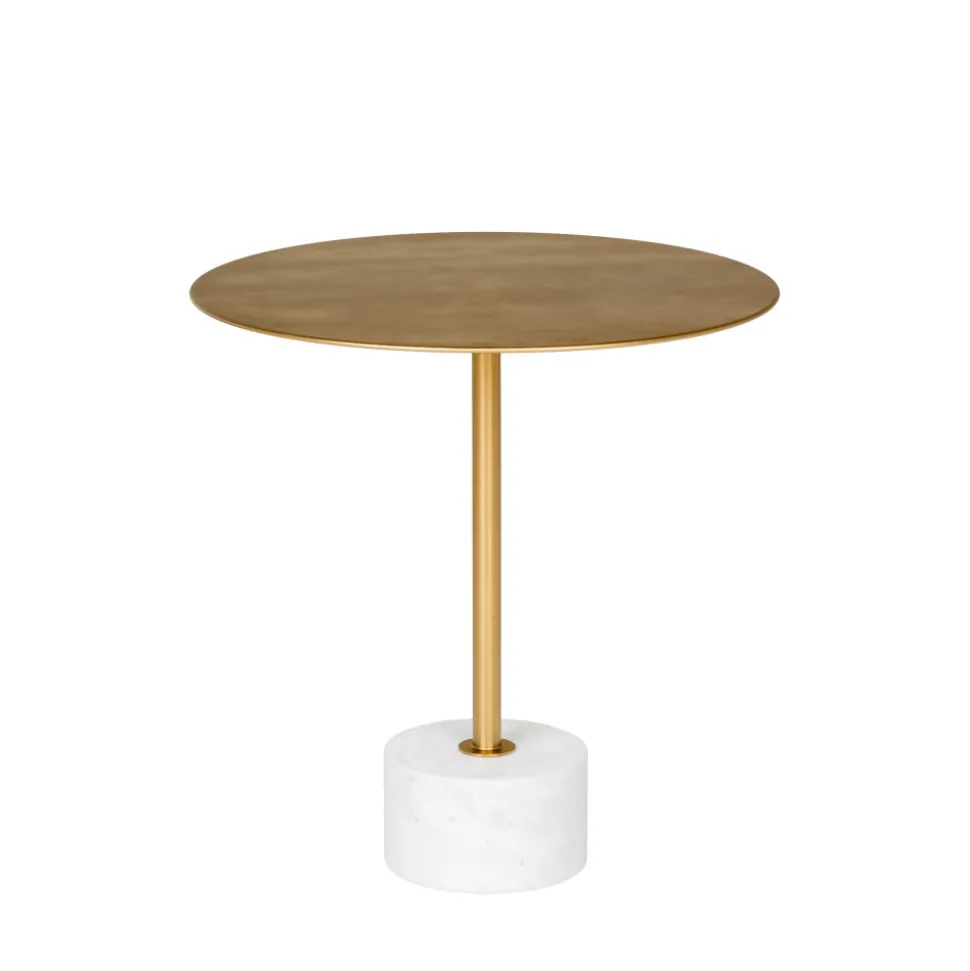LECCO Table d'appoint en effet laiton et marbre ø51cm