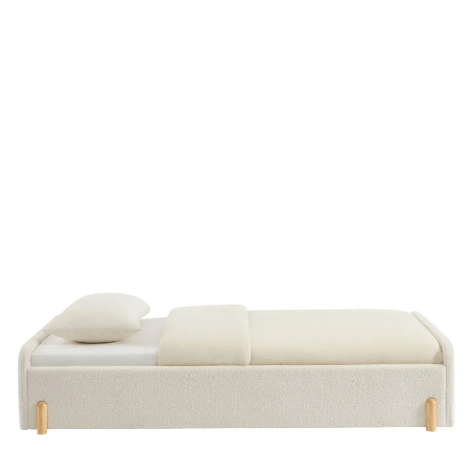 LEONA Lit enfant en tissu bouclette 90x190cm