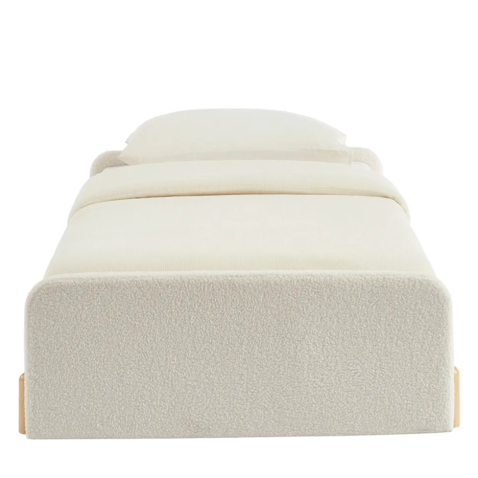 LEONA Lit enfant en tissu bouclette 90x190cm