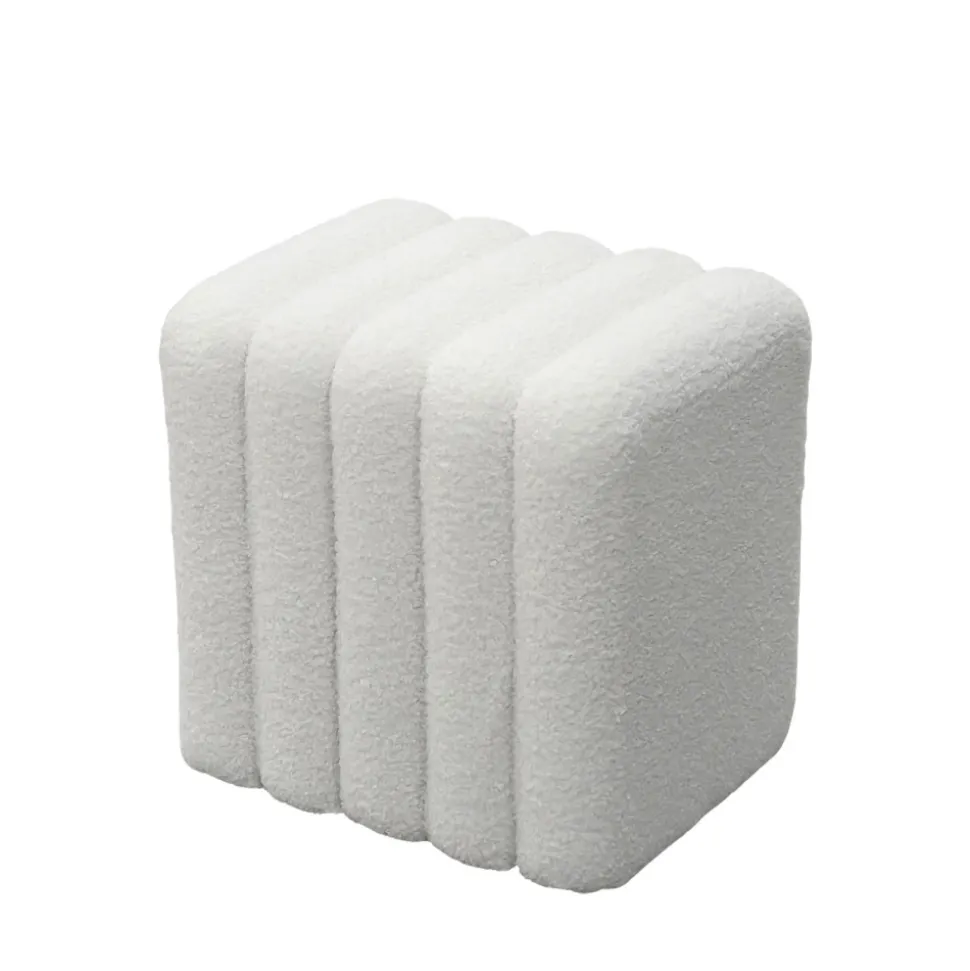 LETO Pouf rembourré en tissu bouclette