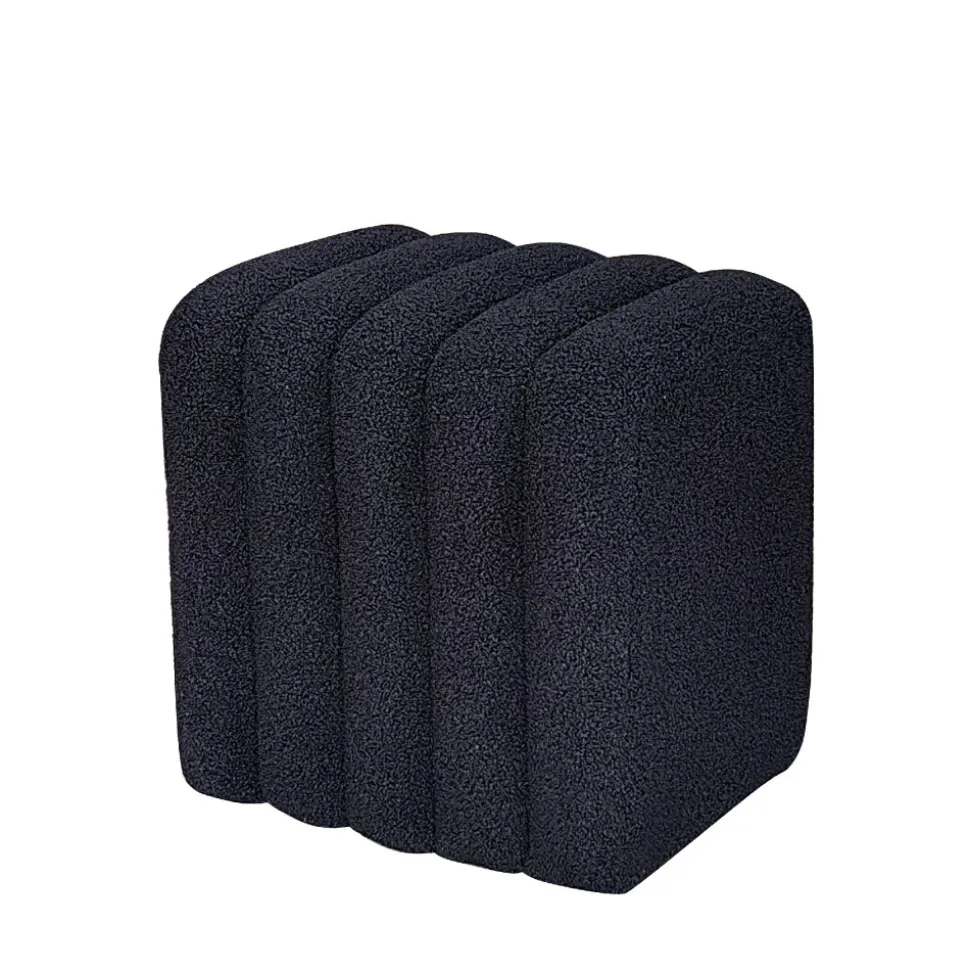 LETO Pouf rembourré en tissu bouclette