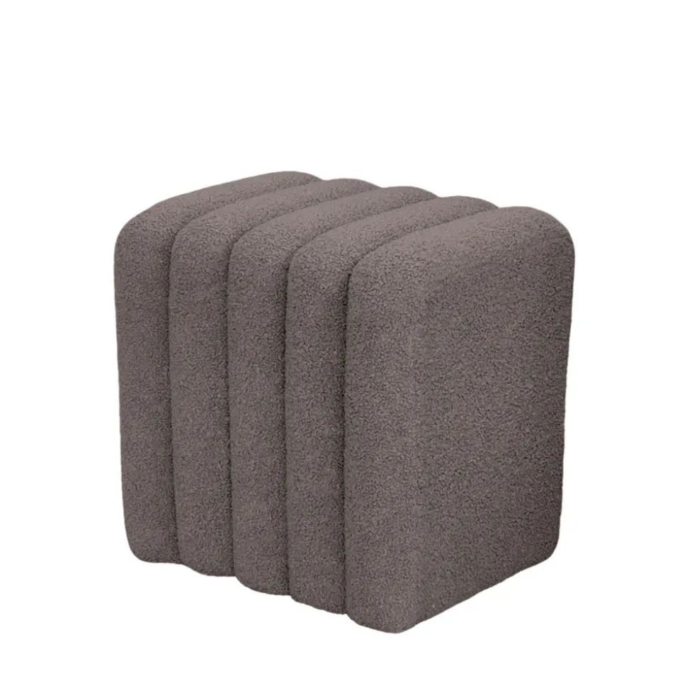 LETO Pouf rembourré en tissu bouclette