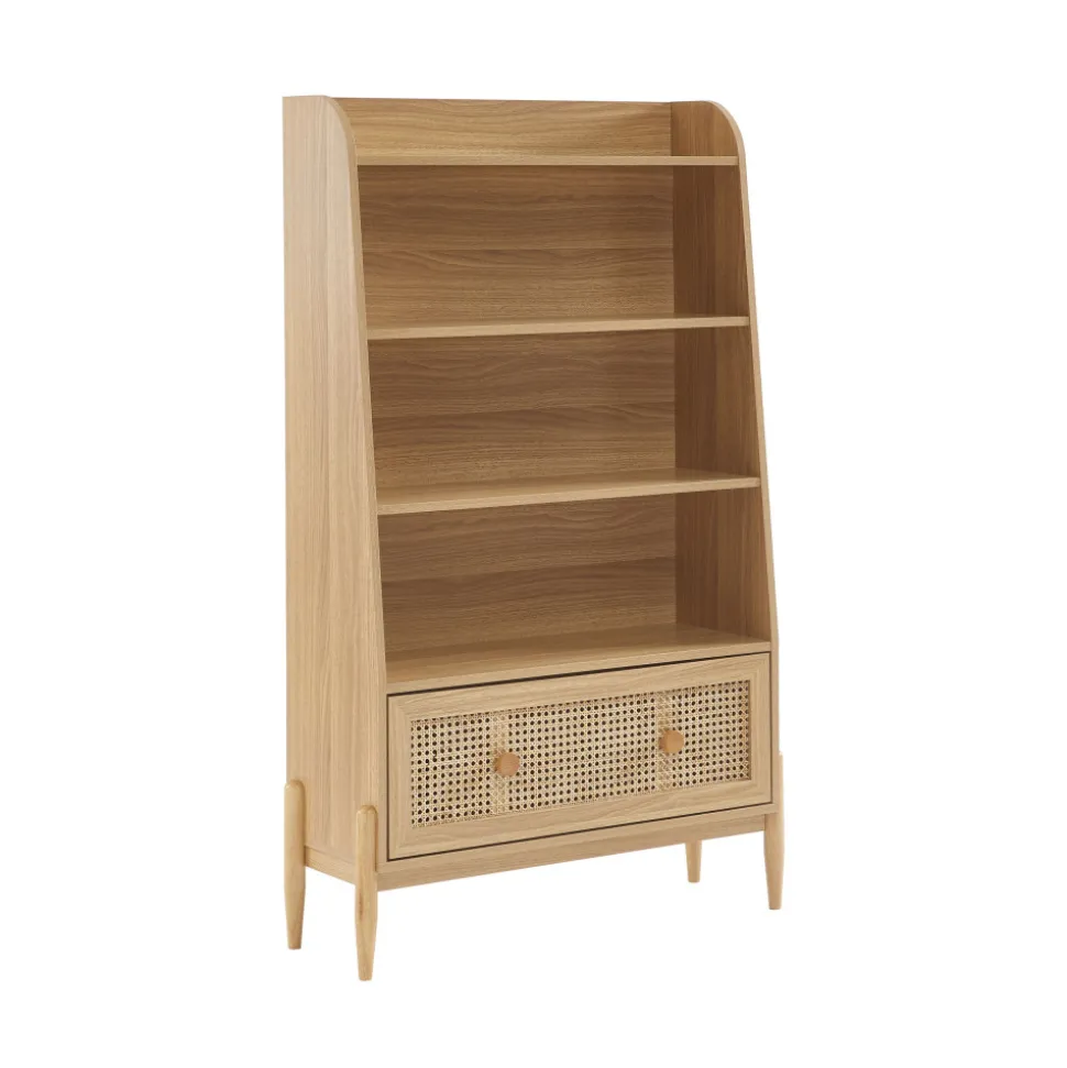 LILOU Bibliothèque enfant en bois et cannage H140cm