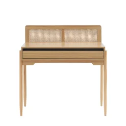 LILOU Bureau enfant 1 tiroir en bois et cannage H95cm