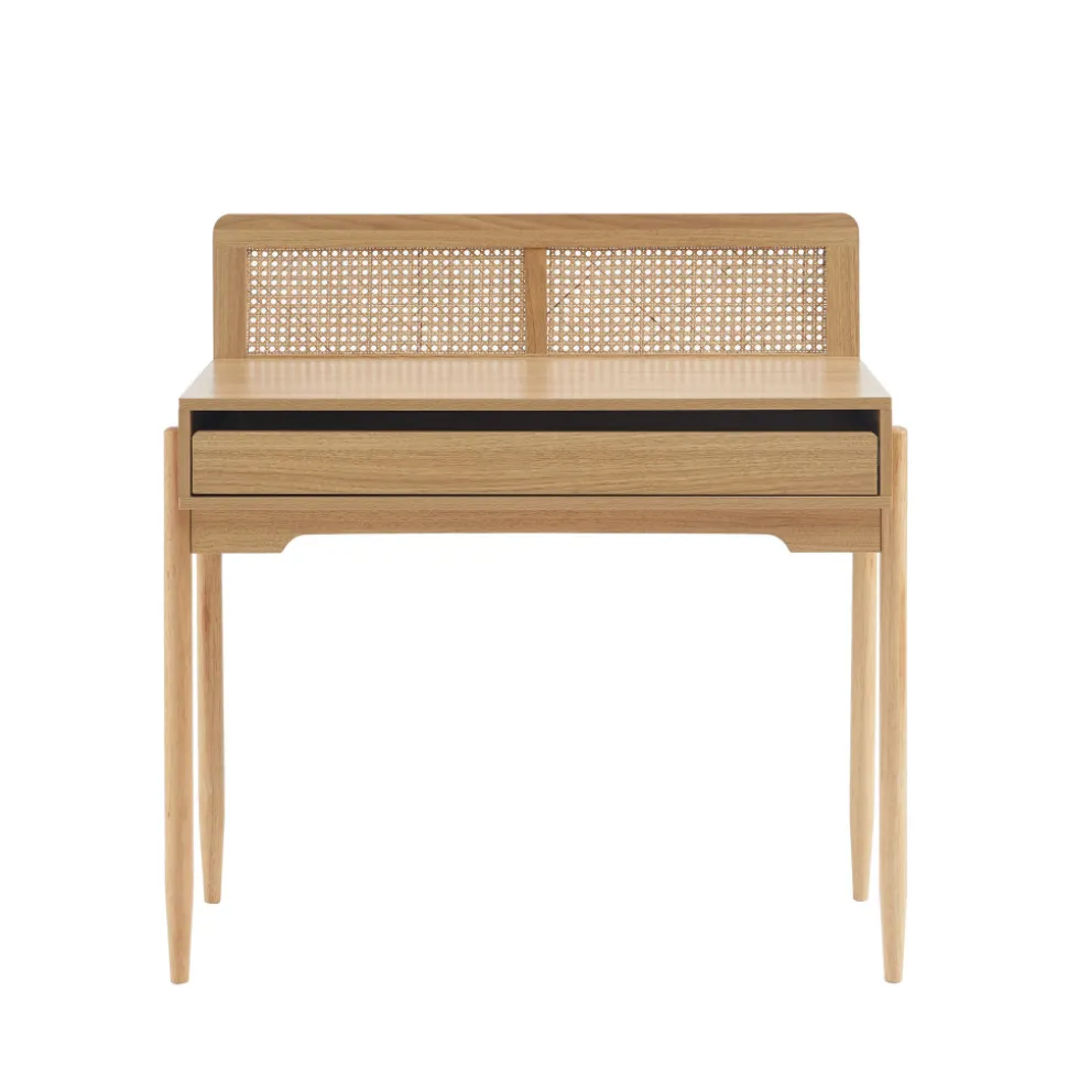 LILOU Bureau enfant 1 tiroir en bois et cannage H95cm