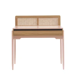 LILOU Bureau enfant 1 tiroir en bois et cannage H95cm
