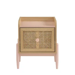 LILOU Table de chevet enfant 1 tiroir en bois et cannage