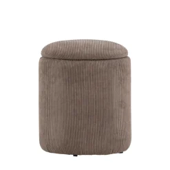 LIMPEN Pouf coffre rond en velours côtelé ø32cm