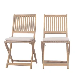 LINA Lot de 2 chaises pliantes de jardin en bois