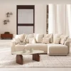 LIPALI Table basse en effet travertin et bois 100x60cm