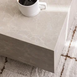 LIPANI Table basse effet marbre 90x50cm