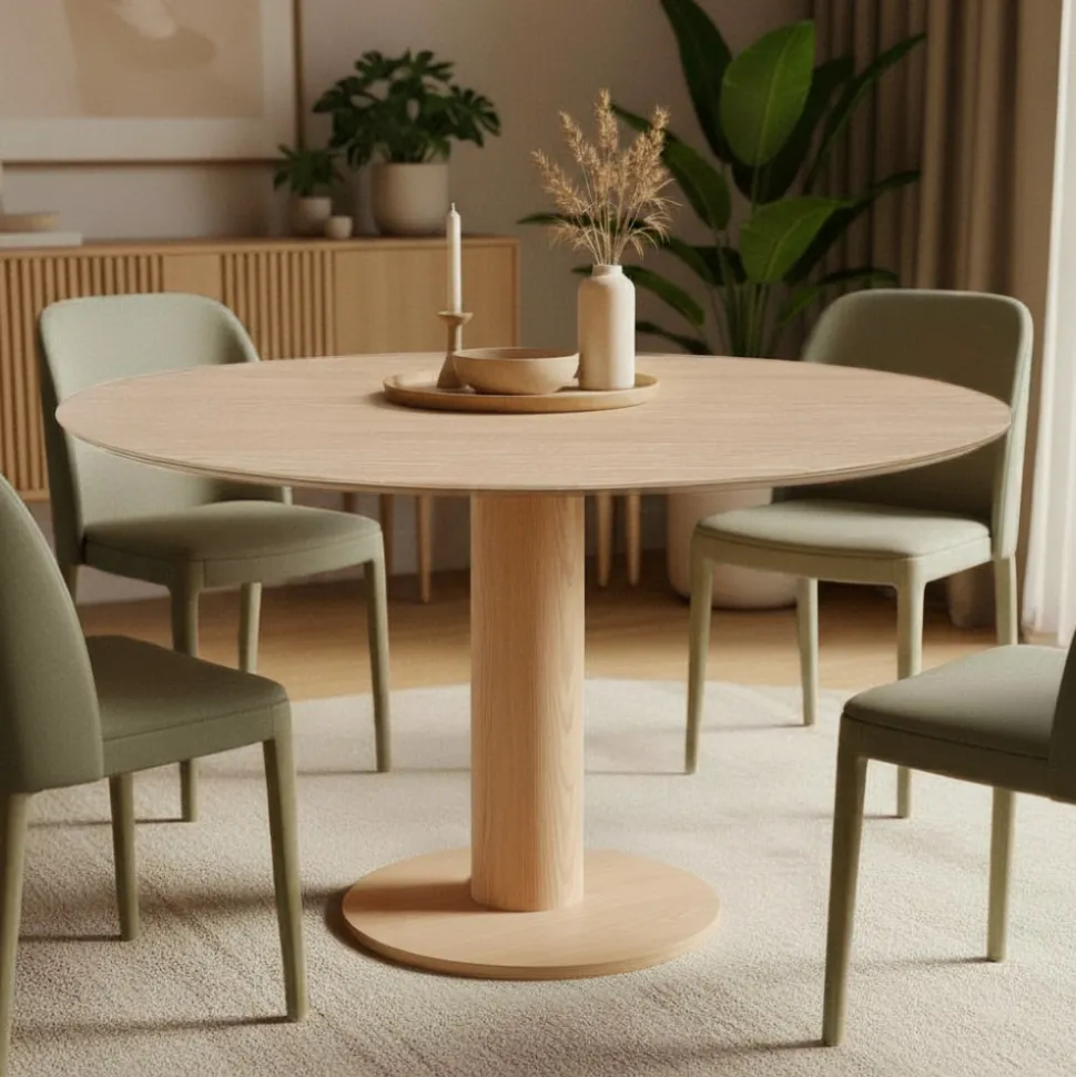 LISA Table à manger 4 personnes ronde en bois ø120cm