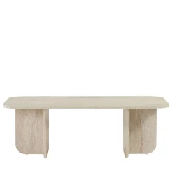 LISON Table basse rectangulaire effet travertin 120x60cm