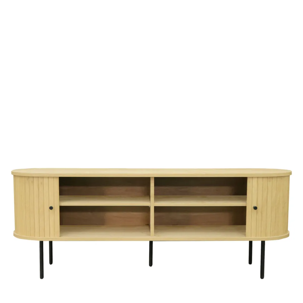 LUCIE Meuble tv aux portes coulissantes en bois et métal L150cm
