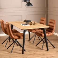 LUNKA Table à manger 4 personnes en bois et métal