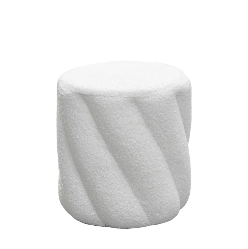 MALLOW Pouf rond en tissu bouclette ø37cm