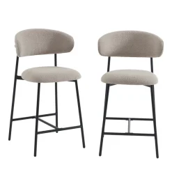 MANEL Lot de 2 tabourets de bar en tissu et métal H66cm