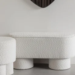 MARCOS Banc arrondi en tissu bouclette L93cm