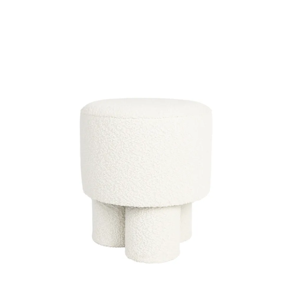 MARCOS Tabouret rond en tissu bouclette ø40cm