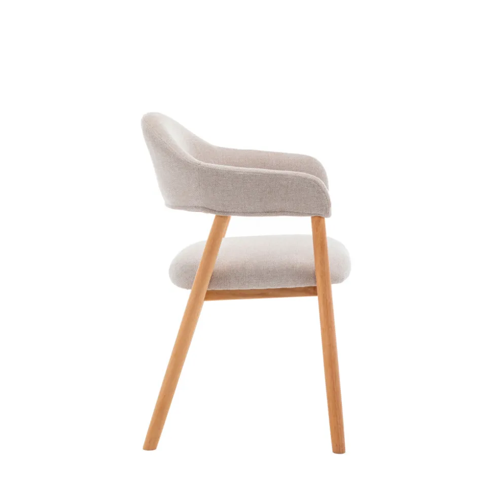 MARINA Lot de 2 fauteuils de table en tissu et bois