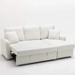 MATERA Canapé d'angle réversible convertible 3 places en tissu bouclette avec coffre