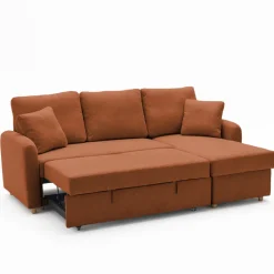 MATERA Canapé d'angle réversible convertible 3 places en tissu avec coffre