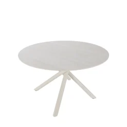 MATTHEO Table à manger 4 personnes ronde effet travertin et métal ø120cm