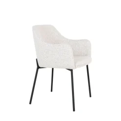 MELILLA Lot de 2 fauteuils de table en tissu bouclette et métal