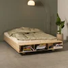 MERGE Lit avec rangement en bois 140x200cm