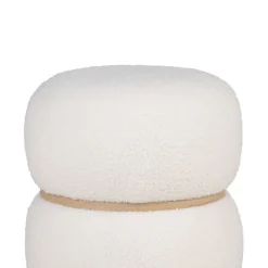 MILFORD Pouf rond en tissu bouclette ø38cm