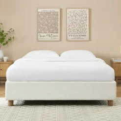 MILLO Lit coffre en tissu bouclette 160x200cm