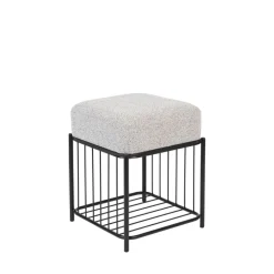 MILOU Tabouret carré en tissu et métal