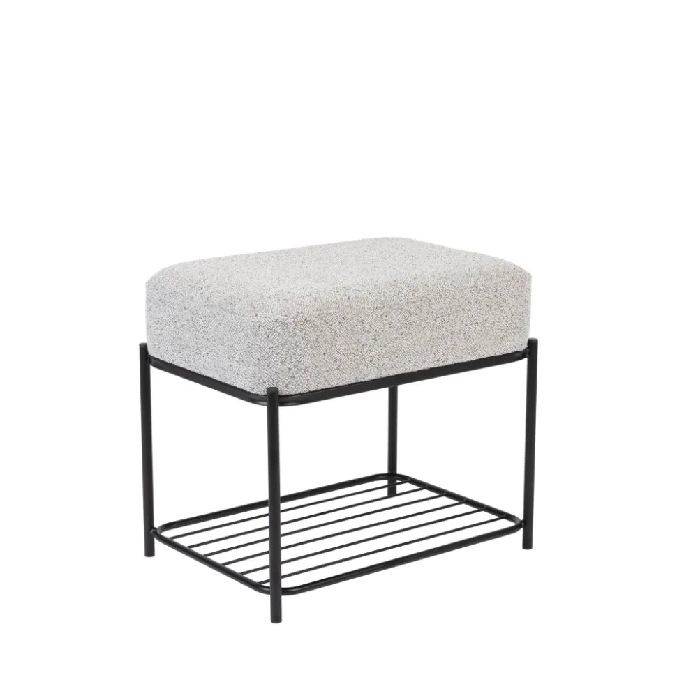 MILOU Tabouret rectangulaire en tissu et métal