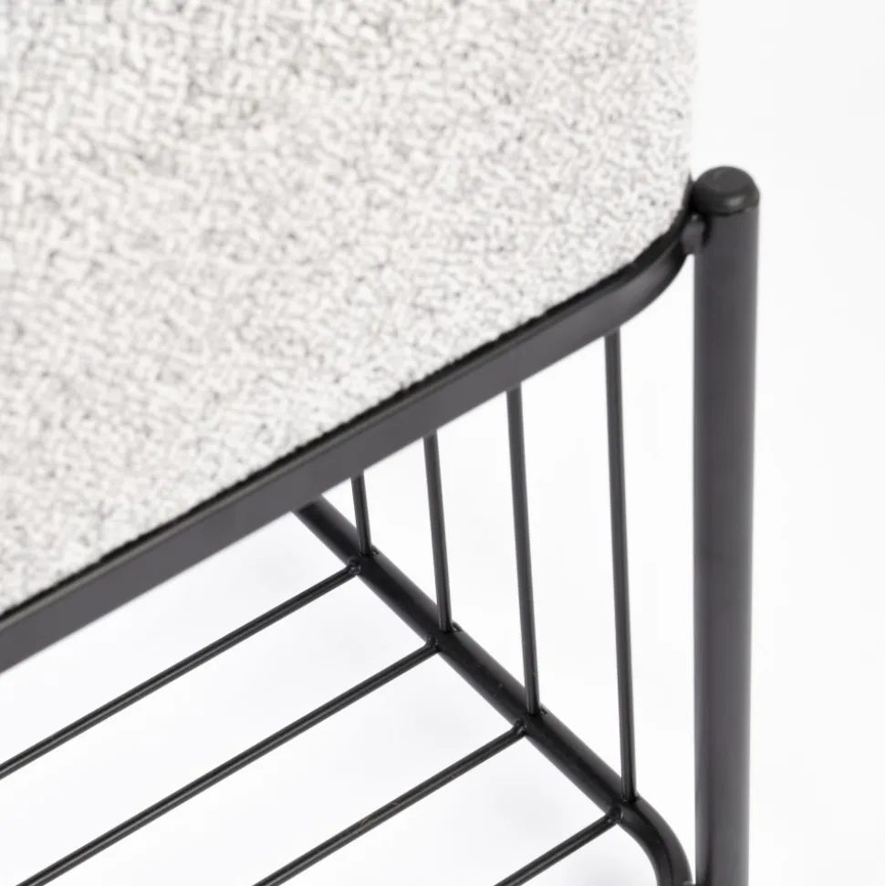 MILOU Tabouret rectangulaire en tissu et métal