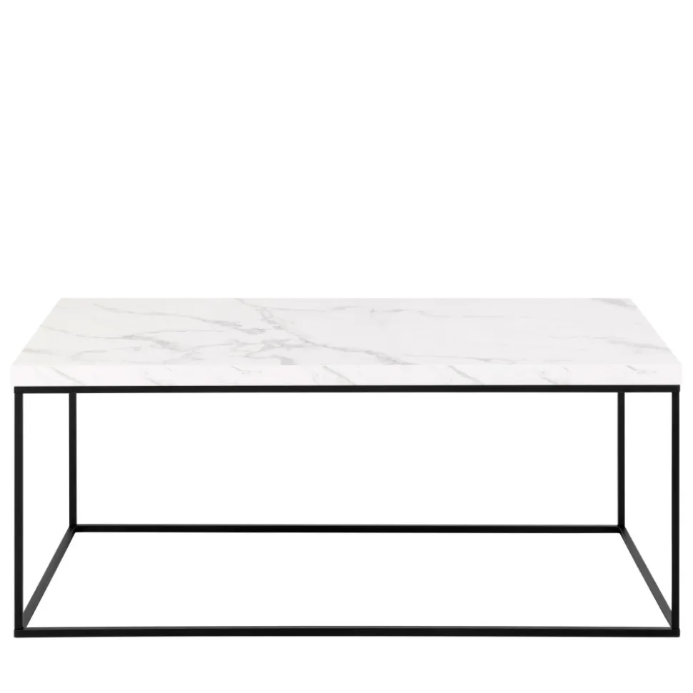 MIXO Table basse en effet marbre et métal 110x55cm