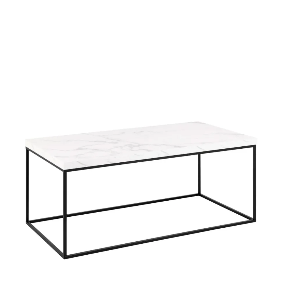MIXO Table basse en effet marbre et métal 110x55cm