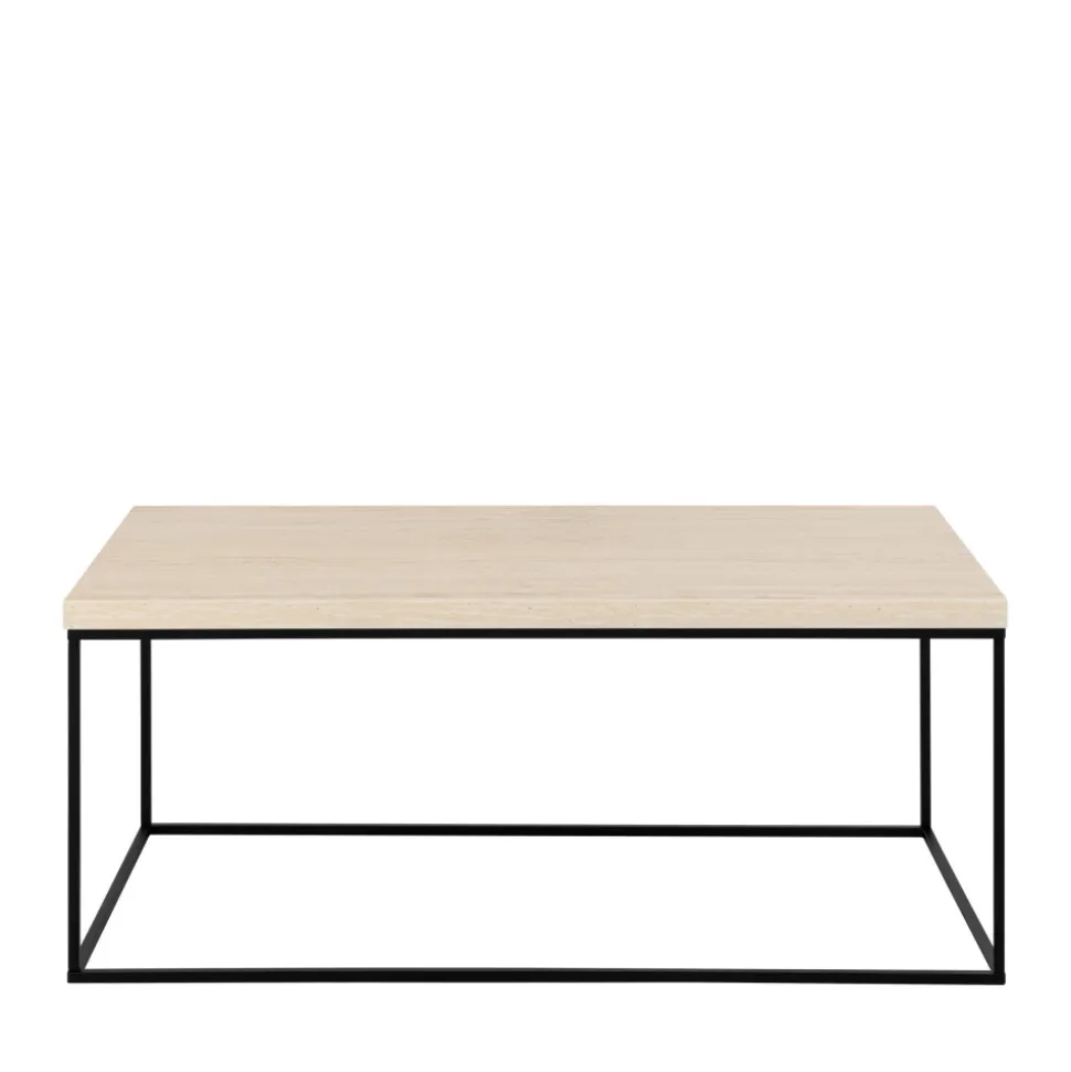 MIXO Table basse en effet travertin et métal 110x50cm