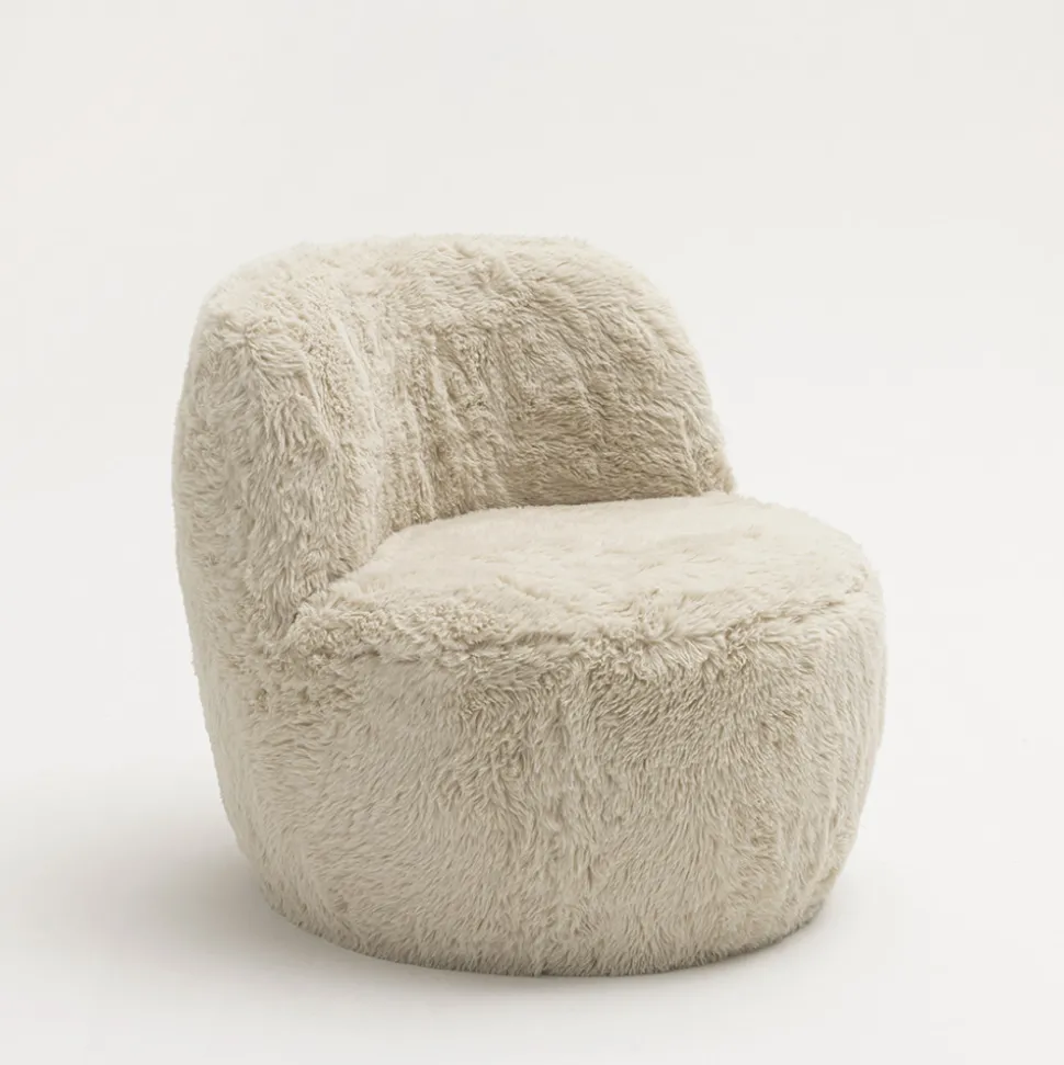 MO Fauteuil rond en fausse fourrure
