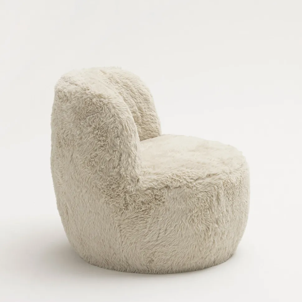 MO Fauteuil rond en fausse fourrure